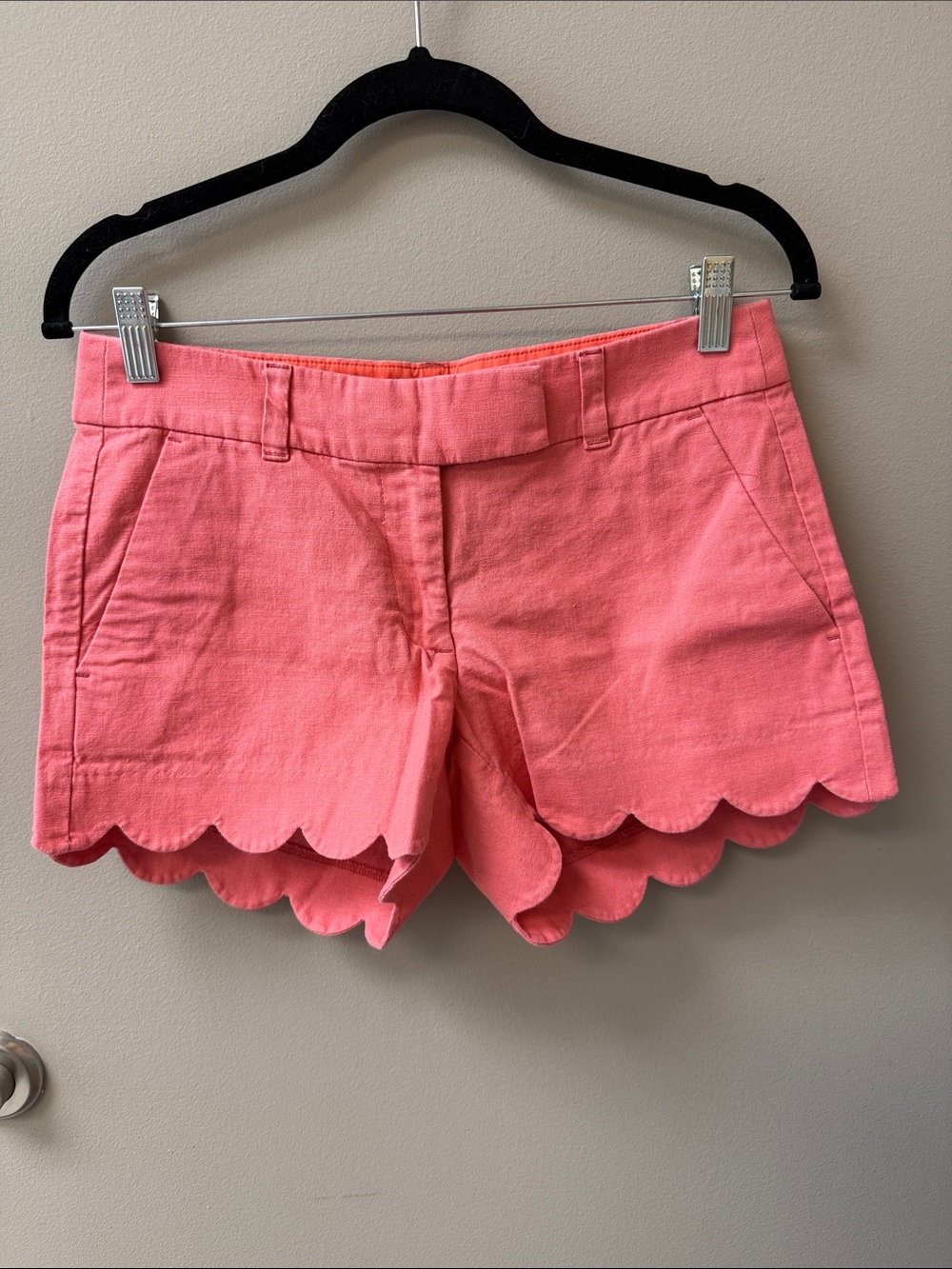 J. Crew Coral Scallop-Hem Shorts - Size 2